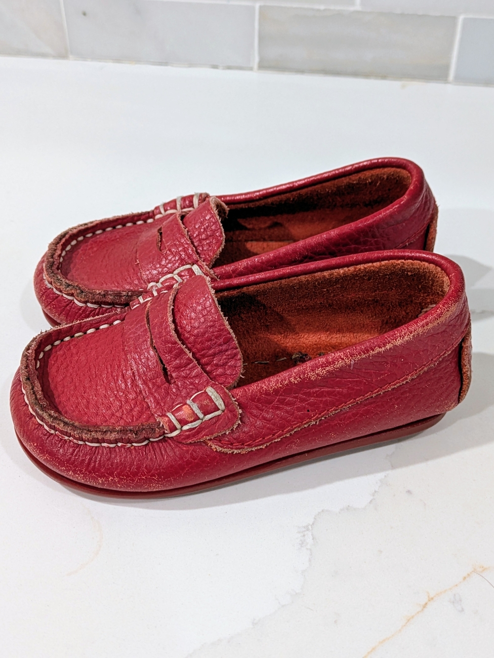 Made In Spain Red Leather Baby Loafers